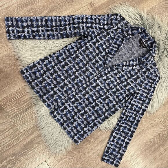 Ming Wang Jackets & Blazers - NWT MING WANG long sleeve herringbone jacket in blue - S/6